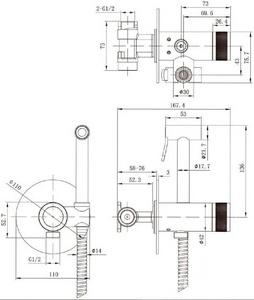 Смеситель совмещ. с гигиенич. душем, готовый к-т: лейка, шланг, скрытая часть, (цв.хром),  Allen Brau Liberty 5.33005-00