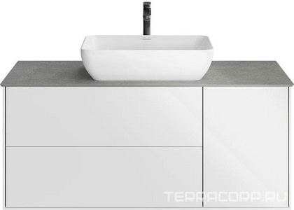 Тумба подвесная 120 см, с 3 выдвижных ящика Push-to-Open, БЕЗ столешницы и раковины, цв.белый глянец XX Kerama Marazzi Plaza PLB.M.120.3\WHT.V