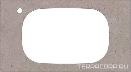 Столешница из керамогранита 90 см, для раковины встраиваемой сверху, с отверстием под смеситель, цв.серый матовый (Риккарди)