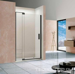 Дверь для душа в нишу, 900/1000хh2000мм, распашная с неподв.сегментом, правая/левая, (стекло 8мм, прозрачная, фурн.цв.черный матовый), Extra ZZ Vincea Exrta VDP-1E9010CLB