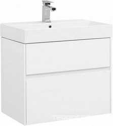Тумба подвесная под раковину Бруклин 70 белый, 695х436 мм,  БЕЗ раковины Sanovit (198207), 2 выдвижный ящика, цв. белый