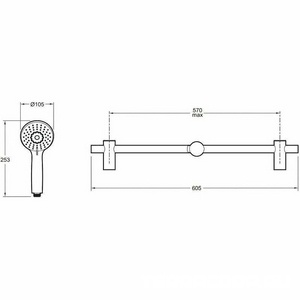 Душевой гарнитур Jacob Delafon  E29848-BL, лейка - 3 режима, штанга, держатель, цв. черный матовый Jacob Delafon Oscar E29848-BL