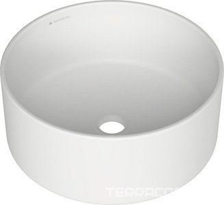 Раковина накладная на столешницу, круглая, 400x400хh165мм, без отв.д/смесит., без перелива, (цв.белый матовый),  Aqueduto Espiral ESP0120
