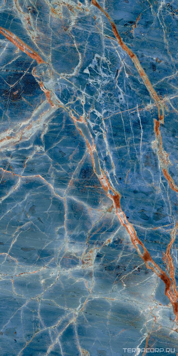 Керамогранит Gardenia Orchidea La Marmoteca Blue Denim Lux 60x120 Синий, фото 3