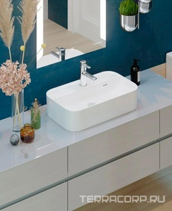 Раковина накладная 60х36х14,c отверстием под смеситель, цвет белый Sanita Luxe Infinity WB.CT/Infinity/60-C.Shelf/WHT.G/S1