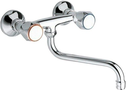 Смеситель для раковины L 245мм, настенный монтаж, излив поворотный (цв. хром), Professional lines ZZ Cristina Professional Lines KS 450 51