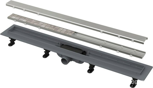 Водоотводящий желоб 650 мм, с двухсторонней решеткой под плитку, комбинированный гидрозатвор ZZ AlcaPlast Simple APZ19-650