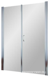 Дверь в нишу EP-F-2, 145x190 см, правая, распашная с неподвижным элементом, профиль глянцевый хром, стекло прозрачное ZZ