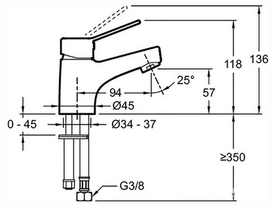 Смеситель для раковины, без д/к, высота излива 9,4 см, хром Jacob Delafon EO E24158RU-CP