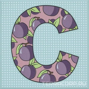 Керамическая плитка Kerama Marazzi Сад-огород Декор  Слива матовый 20x20 Комбинированный 