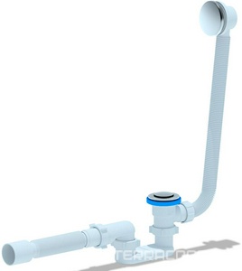 Сифон для ванны click/clack, плоский, с переливом и сеткой, гофра в компл. Ани Пласт Комплектующие EC055S