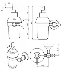 Дозатор настенный керамический, (цв.золото),  ZZ Cezares Aphrodite APHRODITE-SOIS-03/24-M