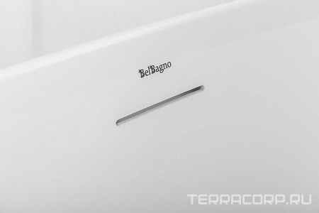 Ванна 1700x800xh560мм, пристенная, слив-перелив, пробка слива цв.белый мат. в компл., (акрил цв.белый матовый), BelBagno ZZ BelBagno Универсал BB412-1700-800-MATT