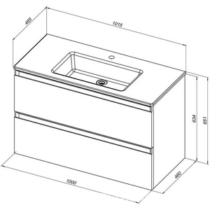 Тумба под раковину, с двумя выкатными ящиками, 1000х460хh643мм, без раковины, (цв.белый матовый),  ZZ Allen Brau Eclipse 1.E1003.WM