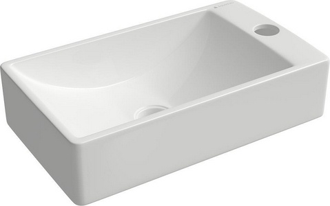 Раковина мини, подвесная / накладная, прямоуг, 380x220хh100мм, 1 отв.д/смесит., Правая, без перелива, (цв.белый глянец),  ZZ Aqueduto Pequeno PEQR0210