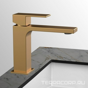 Смеситель для раковины, без д/к, (цв.,браш.золото),  ZZ Vincea Cube VBF-1C01BG