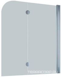 Шторка на ванну 120*140 см, правая, с распашной створкой, профиль хром, стекло шиншила ZZ