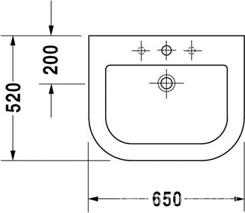 Раковина 650х520 мм, с 1 отв. для смесителя, для установки на столешницу,  ZZ Duravit Happy D 0417650027