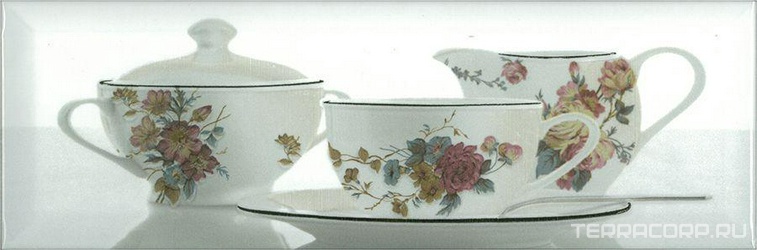 Керамическая плитка Absolut Keramika Monocolor 10x30 Decor Tea 03 White A 10x30 Комбинированный 