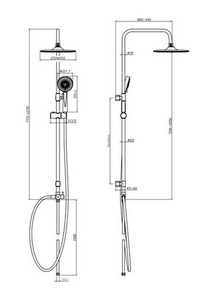 Душевая стойка БЕЗ смесителя, ручной + верхний душ, шланг -150 см, цв. хром Cersanit NENO 63477