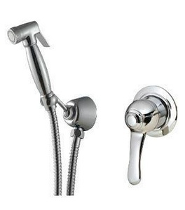 Комплект гигиенический, встраиваемый смеситель, гигиен.лейка, шланг, кронштейн, (цв. хром),  ZZ 3M Miss 1677 CC