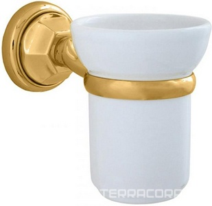 Стакан настенный (держатель цв.залото, керамика),  ZZ Andrea Catarina CAK420 ORO