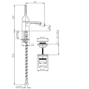Смеситель для биде, 169мм, с д/к, (цв.хром),  ZZ Bossini Apice E89601.030