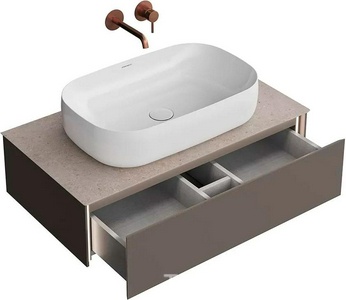 Тумба подвесная 90 см, 1 выдвижных ящика, БЕЗ столешницы и раковины, цв. вечерний серый матовый Kerama Marazzi Magica MA.90.1\EGR.M