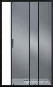 Дверь для душа, в нишу 1200хh1900мм, раздвижная, 1 дверь, 1 неподв.секция, правая/левая, (стекло прозрачное 6мм, фурн.цв.черный матовый),  ZZ Vincea Alpha VDS-3AL120CLB