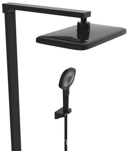 Смеситель-термостат для ванны (душа), со стационарным верхн.душем 28х19см., душевая лейка, шланг в компл., (цв.черный матовый),  ZZ Vincea Inspire VSFS-3I13TMB