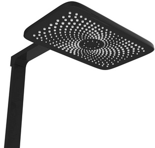 Смеситель-термостат для ванны (душа), со стационарным верхн.душем 28х19см., душевая лейка, шланг в компл., (цв.черный матовый),  ZZ Vincea Inspire VSFS-3I13TMB