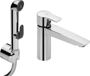 Смеситель Oras Cubista 2806 для раковины с гигиеническим душем| 4x15x18