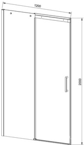 Дверь для душа, в нишу 1200хh2000мм, раздвиж, 1 дверь, 1 неподв.секция, правая/левая, (стекло прозрач.8мм Easy Clean, фурн.цв.черный матовый),  ZZ Vincea Dice VDS-4D120CLB