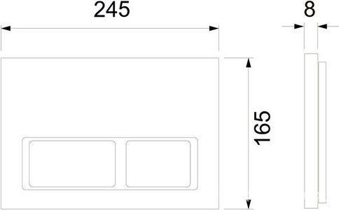 Панель смыва с двумя прямоуг.клавишами, для застеного модуля д/унитаза, (акрил цв.белый),  square ZZ Tece TECEspring S240850