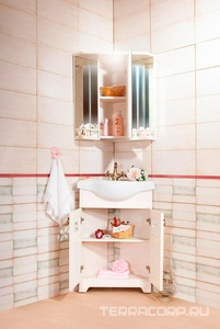 Тумба напольная угловая ""-60 см, БЕЗ раковины, цвет бежевый дуб ZZ Бриклаер Кантри 