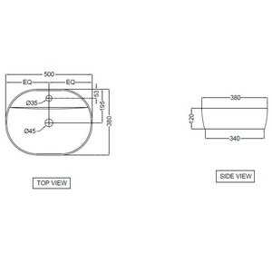 Раковина накладная на столешницу /500х380х120 мм/, ZZ Jaquar JDS JDS-WHT-25937