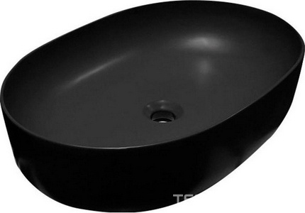 Раковина накладная на столешницу, овальная 60х40см, без отв.д/смесит., без перелива, (цв.черный матовый),  ZZ Kerasan Nolita 534331
