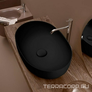 Раковина накладная на столешницу, овальная 60х40см, без отв.д/смесит., без перелива, (цв.черный матовый),  ZZ Kerasan Nolita 534331