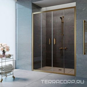 Дверь в нишу , 180*200 см, двухстворчатая раздвижная, профиль бронза, стекло бронза, ПОКРЫТИЕ BriteGuard, ZZ Vegas Glass Z2P Z2P 180 05 05