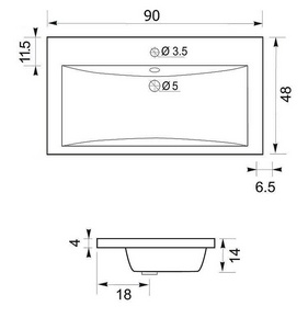 Раковина "Нота-NEW 90" для мебели ""(без тумбы не продается) ZZ Aquanet Августа 204119