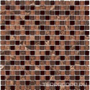 Мозаика Мастера Керамики Glass 738 из мрамора и стекла (чип 15x15) 30х30 n/a 