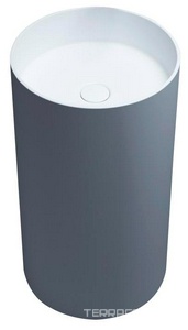 Раковина 450х450хh850/950мм, напольн, кругл, c отв.д/смес и перел., литой камень S-Stone,матов.цв.RAL9011, дон.клап.Up&Down в компл., Top 01 ZZ Salini Armonia 130124MRF / RAL9011 Graphite black (Черный матовый)