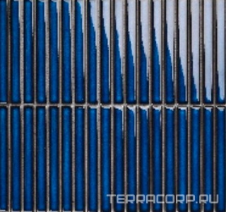 Мозаика Porcelain Mosaic Strip Mosaic 1.5х14.5 Y15FW05  глянцевый 29.4х31.3 Синий 