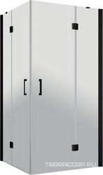 Душевое ограждение AFA 90x90x190 см, двери распашные, профиль черный матовый, стекло прозрачное ZZ
