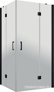 Душевое ограждение  90x90x190 см, двери распашные, профиль черный матовый, стекло прозрачное ZZ Vegas Glass AFA AFA NOVO 90 02М 01