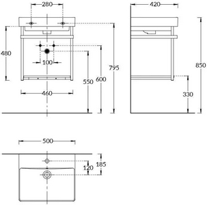 Металлическая структура  подвесная 50 см, без раковины, цв.черный матовый ZZ Kerama Marazzi PRO PRO.50.02\BLK.M