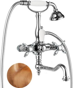 Смеситель для ванны, поворотный излив, шланг, лейка в компл., (цв. бронза),  ZZ Cezares Nostalgia NOSTALGIA-VDF-02-M