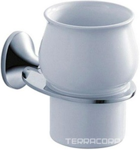 Стакан настенный, хром/керамика  ZZ Iddis Leaf LEASBC1I45