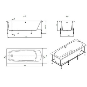 Акриловая ванна SURESTE 160х70x45 см прямоугольная (БЕЗ монтажного комплекта и панели) ZZ Roca Sureste ZRU9302787