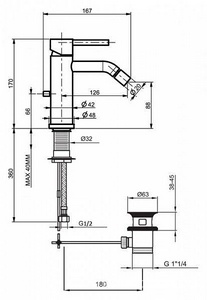 Смеситель для биде, с д/к, (цв.черный матовый),  ZZ Webert Elio EL840102560
